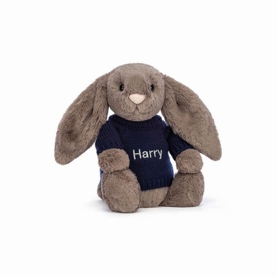 Jellycat Bashful Truffle Bunny with Navy Jumper New Zealand | UGLAW6234